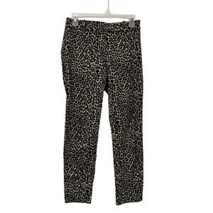 J.Crew Minnie Pants Leopard Print Stretch Skinny Ankle Classic Work Chic Sz S